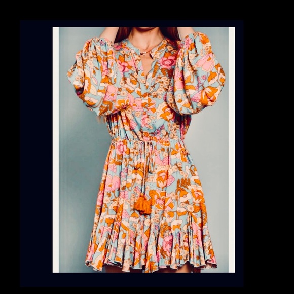 NWT SZ SM by Dee-Dee for Anthro Vintage Boho style Groovy Floral Print Dress👗 - Picture 6 of 7
